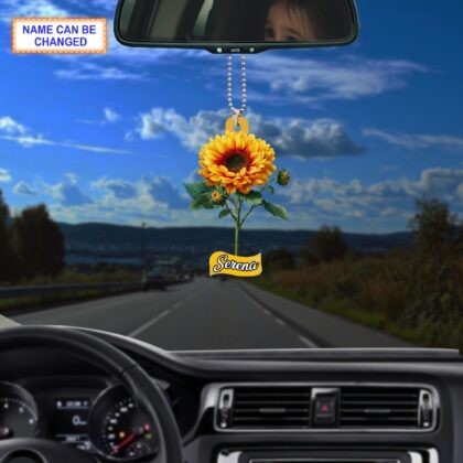 Alternative view of Custom Name Dry Pressing Sunflower Personalized Ornament