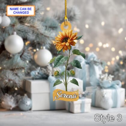 Custom Name Dry Pressing Sunflower Personalized Ornament - Image 5