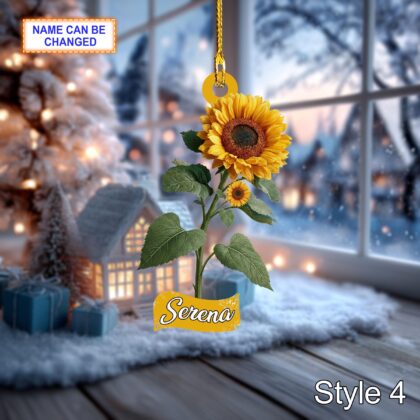 Custom Name Dry Pressing Sunflower Personalized Ornament - Image 6