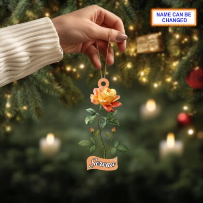 Custom Name Dry Pressing Rose Personalized Ornament – Christmas Tree Hanging Decoration - Image 3