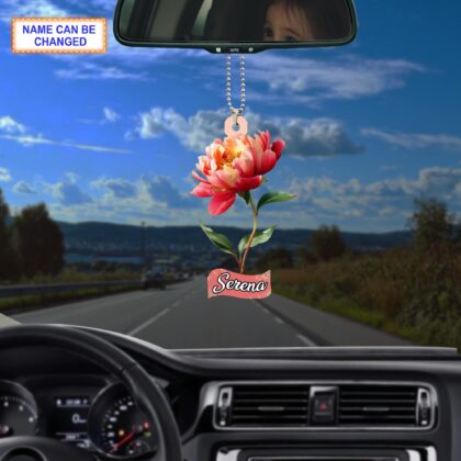 Alternative view of Custom Name Dry Pressing Peony Personalized Ornament – Christmas Tree Hanging Decoration