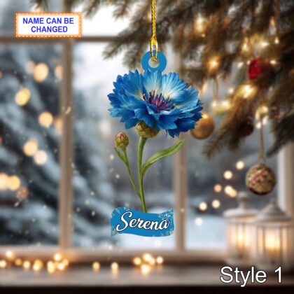 Custom Name Dry Pressing Centaurea Cyanus Personalized Ornament