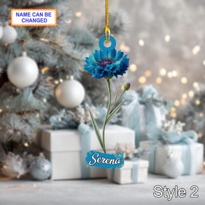 Custom Name Dry Pressing Centaurea Cyanus Personalized Ornament - Image 4