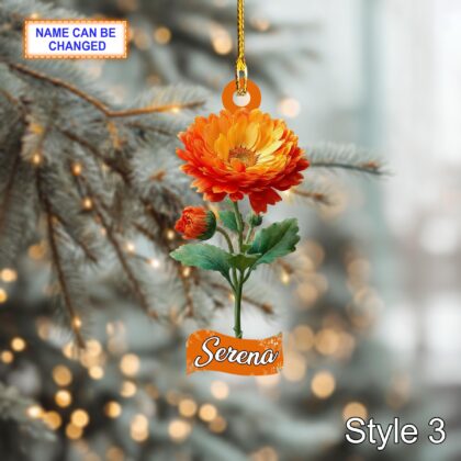 Custom Name Dry Pressing Gerbera Daisy Personalized Ornament - Image 5