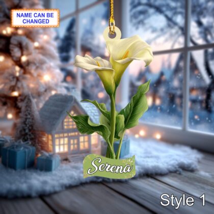 Custom Name Dry Pressing Calla Lily Personalized Ornament