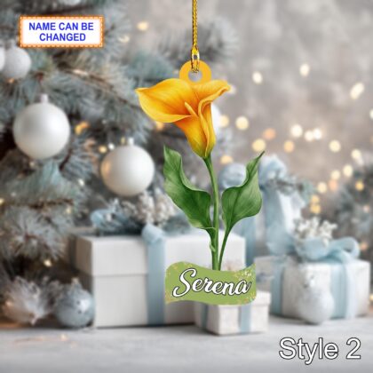 Custom Name Dry Pressing Calla Lily Personalized Ornament - Image 4