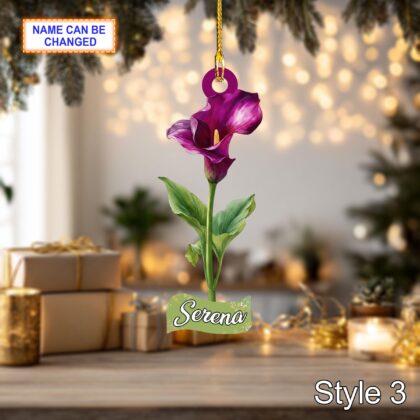 Custom Name Dry Pressing Calla Lily Personalized Ornament - Image 5