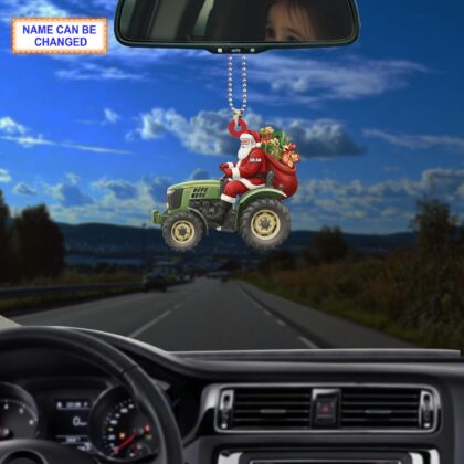 Custom Name Santa Drives Agrimotor Personalized Ornament - Image 3