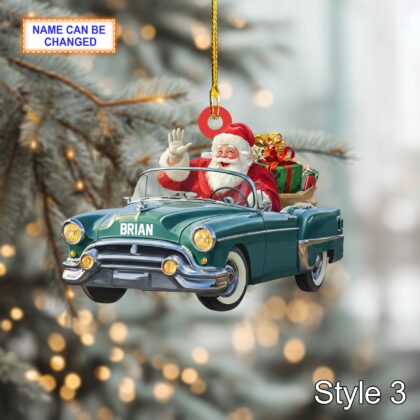 Custom Name Santa Drives Car Personalized Ornament – Christmas Tree Hanging Decor - Image 5