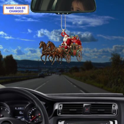 Alternative view of Custom Name Santa Drives Carriage Personalized Ornament