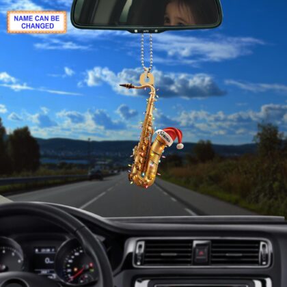 Musical Saxophone acrylic 2D flat Christmas ornament – festive tree hanging acrylic holiday decoration - Image 2