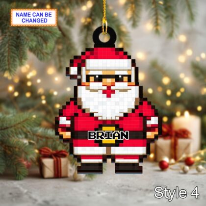 Custom Name Pixel Santa Claus Personalized Ornament – Christmas Tree Hanging Decor - Image 6