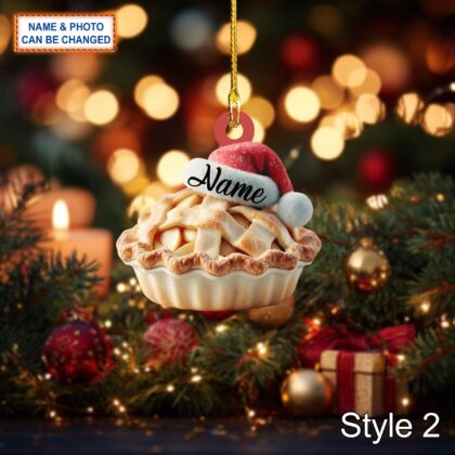Alternative view of Custom Name Cake Apple Pie Dessert Personalized Ornament