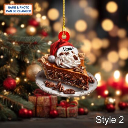 Alternative view of Custom Name Cake Pumpkin Pie Dessert Personalized Ornament