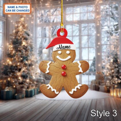 Custom Name Cake Gingerbread Treat Personalized Ornament - Image 3
