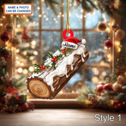 Custom Name Cake Yule Log Dessert Personalized Ornament