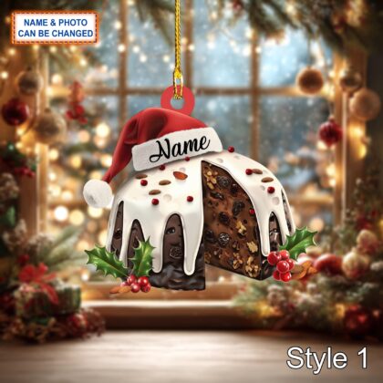 Custom Name Cake Christmas Pudding Personalized Ornament
