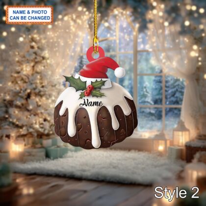 Alternative view of Custom Name Cake Christmas Pudding Personalized Ornament