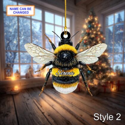 Custom Name Dry Pressing Bee Personalized Holiday Ornament - Image 4