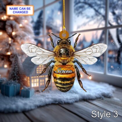Custom Name Dry Pressing Bee Personalized Holiday Ornament - Image 5