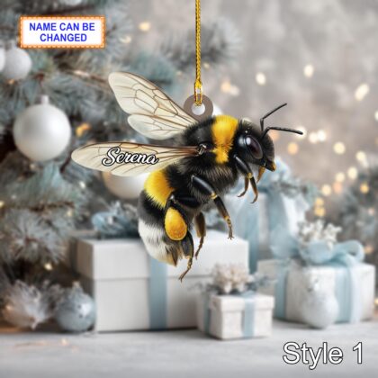 Custom Name Dry Pressing Bee Personalized Holiday Ornament