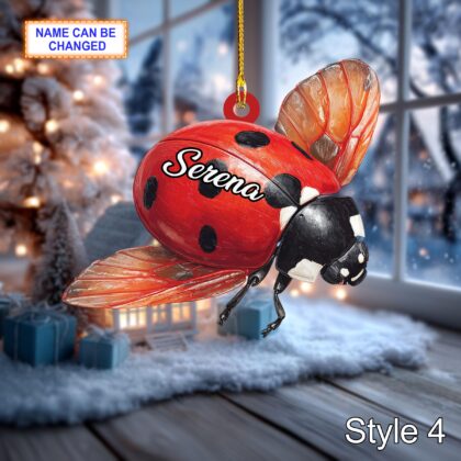Custom Name Dry Pressing Coccinellidae Personalized Ornament - Image 6
