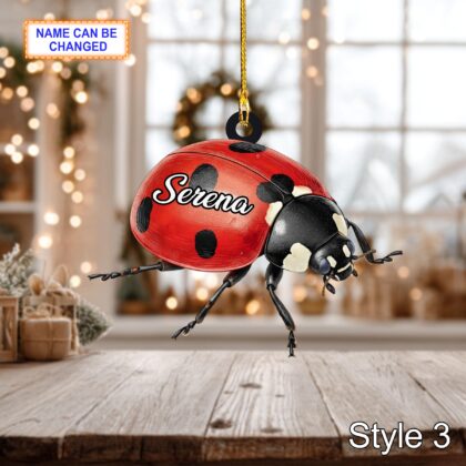 Custom Name Dry Pressing Coccinellidae Personalized Ornament - Image 5