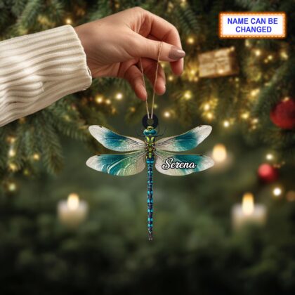 Custom Name Dry Pressing Dragonfly Personalized Ornament - Image 3