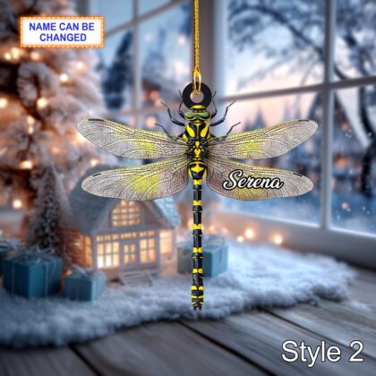 Custom Name Dry Pressing Dragonfly Personalized Ornament - Image 4