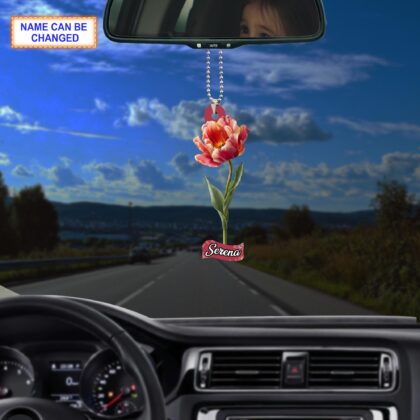 Alternative view of Custom Name Dry Pressing Tulip Personalized Ornament – Christmas Tree Hanging Decoration