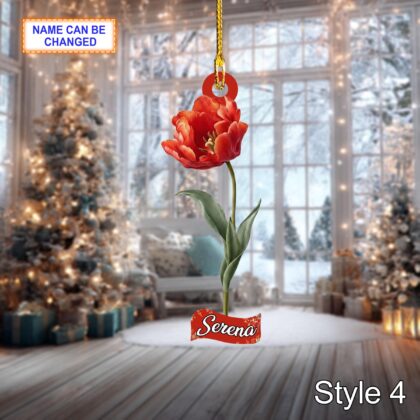 Custom Name Dry Pressing Tulip Personalized Ornament – Christmas Tree Hanging Decoration - Image 6