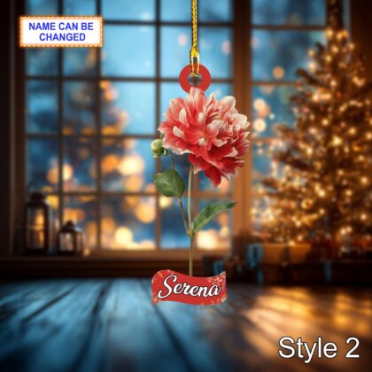 Custom Name Dry Pressing Dahlia Personalized Ornament – Christmas Tree Hanging Decoration - Image 5