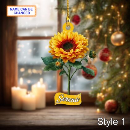 Custom Name Dry Pressing Sunflower Personalized Ornament