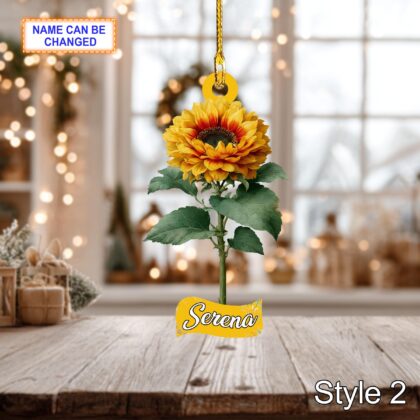 Custom Name Dry Pressing Sunflower Personalized Ornament - Image 4