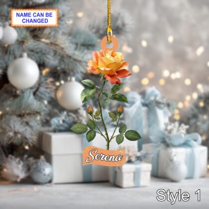 Custom Name Dry Pressing Rose Personalized Ornament – Christmas Tree Hanging Decoration