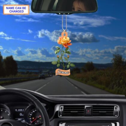 Alternative view of Custom Name Dry Pressing Rose Personalized Ornament – Christmas Tree Hanging Decoration