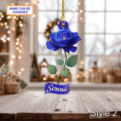 Custom Name Dry Pressing Rose Personalized Ornament – Christmas Tree Hanging Decoration - Image 4