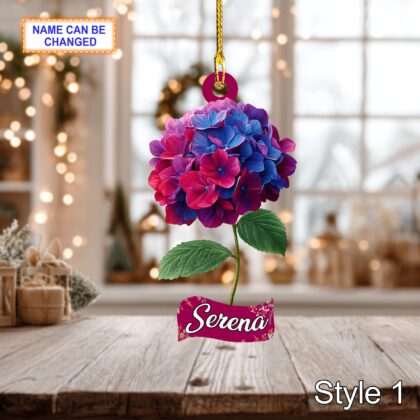 Custom Name Dry Pressing Hydrangeaceae Personalized Ornament