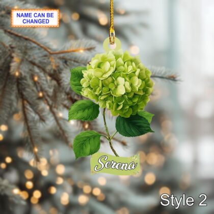 Custom Name Dry Pressing Hydrangeaceae Personalized Ornament - Image 4