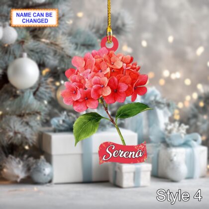 Custom Name Dry Pressing Hydrangeaceae Personalized Ornament - Image 6