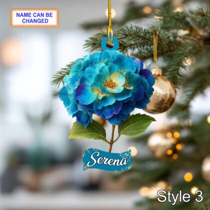 Custom Name Dry Pressing Hydrangeaceae Personalized Ornament - Image 5