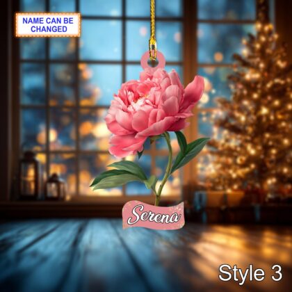 Custom Name Dry Pressing Peony Personalized Ornament – Christmas Tree Hanging Decoration - Image 5