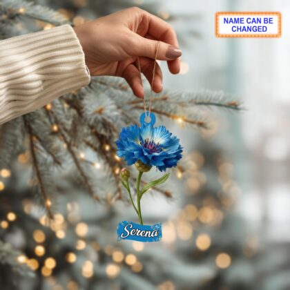 Custom Name Dry Pressing Centaurea Cyanus Personalized Ornament - Image 3