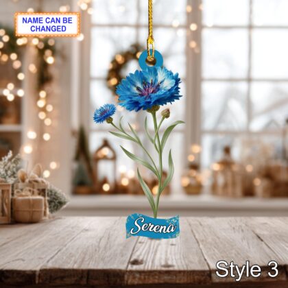 Custom Name Dry Pressing Centaurea Cyanus Personalized Ornament - Image 5