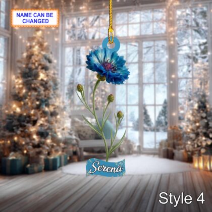 Custom Name Dry Pressing Centaurea Cyanus Personalized Ornament - Image 6