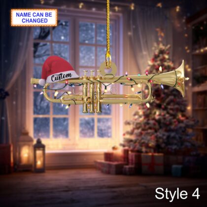 Musical Trumpet acrylic 2D flat Christmas ornament – festive tree hanging acrylic holiday decoration - Image 6