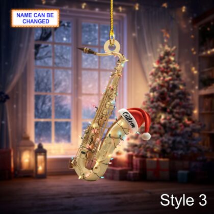Musical Saxophone acrylic 2D flat Christmas ornament – festive tree hanging acrylic holiday decoration - Image 5