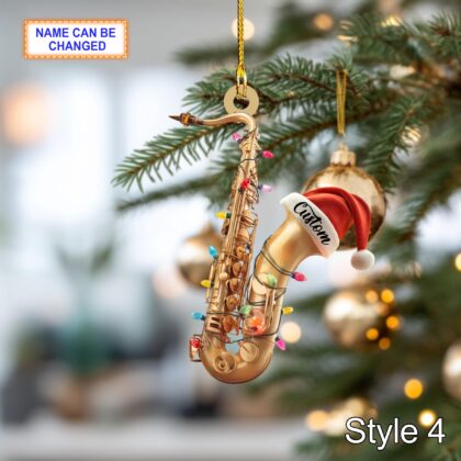 Musical Saxophone acrylic 2D flat Christmas ornament – festive tree hanging acrylic holiday decoration - Image 6