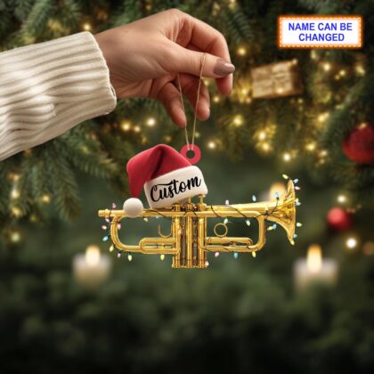 Musical Trumpet acrylic 2D flat Christmas ornament – festive tree hanging acrylic holiday decoration - Image 2