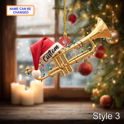 Musical Trumpet acrylic 2D flat Christmas ornament – festive tree hanging acrylic holiday decoration - Image 5